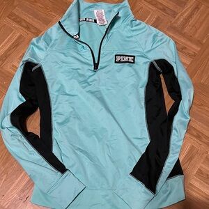 Victoria's Secret Pink Teal and Black Athletic Quarter Zip